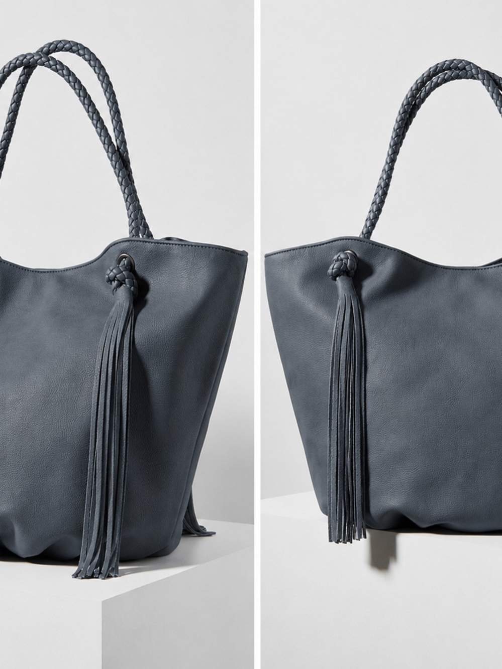 Anthropologie Tassel Hobo Bag in Slate Blue